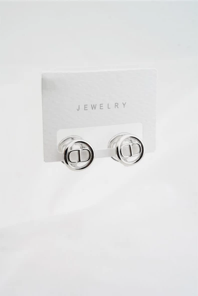 Kadın Altın Kaplama Zirkon Elips Model Minimal Küpe ürün görseli