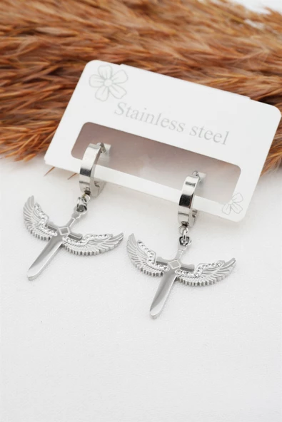 Kadın 316L Çelik Mikail Kılıcı Figürlü Küpe ürün görseli