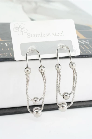 Kadın 316L Çelik Kararmaz Yılan Zincirli Küpe Seti