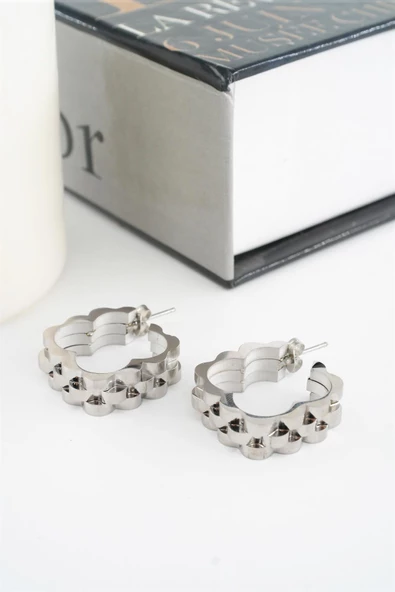 Kadın 316L Çelik Kararmaz Kordon Model 3 cm Kare Küpe Seti ürün görseli