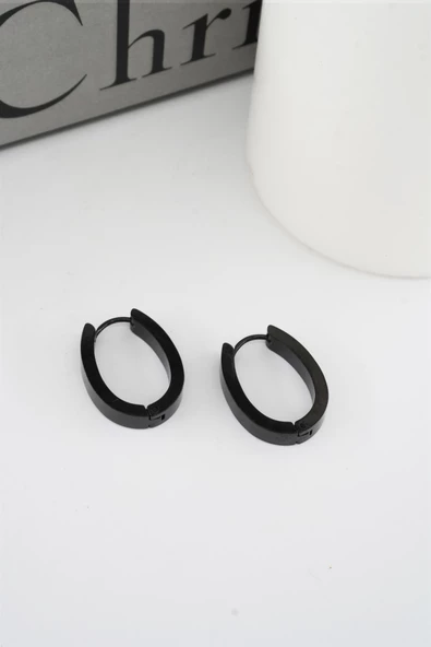 Kadın 316 L Paslanmaz Çelik 2,5 cm Elips Model Küpe - Resim 3