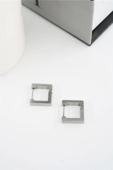 Kadın 316 L Paslanmaz Çelik 1.5 cm Kare Küpe - Resim 2