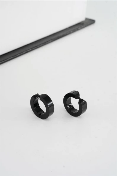 Unisex 316 L Paslanmaz Çelik 1.5 cm Sıkıştırmalı Halka  Model Küpe - Resim 2