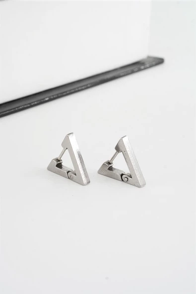 Unisex 316 L Paslanmaz Çelik 1.5 cm Üçgen Model Küpe ürün görseli