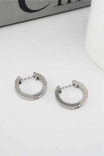 Kadın 316 L Paslanmaz Çelik 2 cm Oval Model Küpe - Resim 3