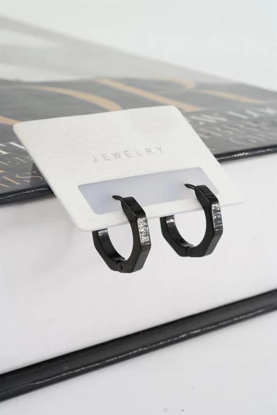 Kadın 316 L Paslanmaz Çelik 1.8 cm Beşgen Model Küpe - Resim 2