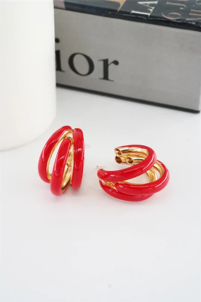 Kadın Vip Seri Kararmaz Mineli Boru Model 2.5 cm Küpe - Resim 2