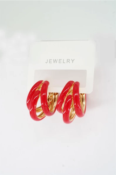 Kadın Vip Seri Kararmaz Mineli Boru Model 2.5 cm Küpe - Resim 3