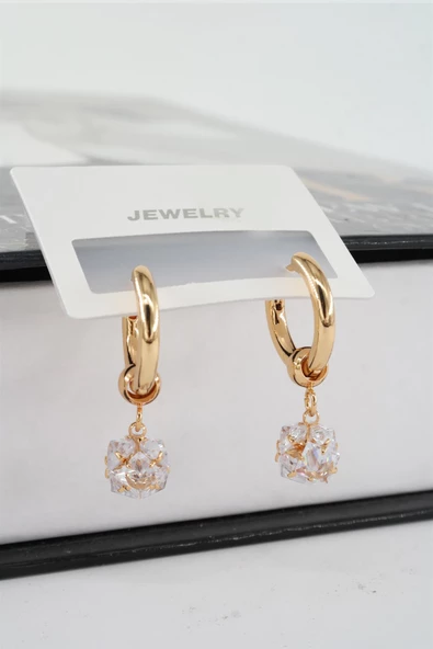 Kadın Vip Seri Baget Zirkon Taşlı Halka  Model Klipsli 2'li Set Küpe - Resim 3