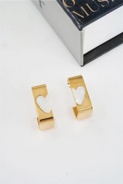 Kadın Vip Seri 316 L Paslanmaz Çelik Mineli Kalp Figürlü 2'li Set Küpe - Resim 2