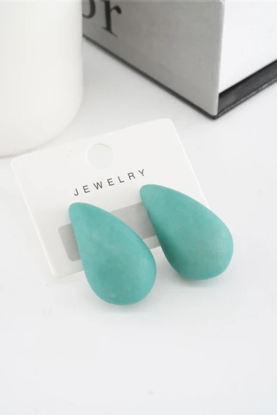 Kadın Vip Seri Su Damlası Model Küpe Yeşil - Resim 3