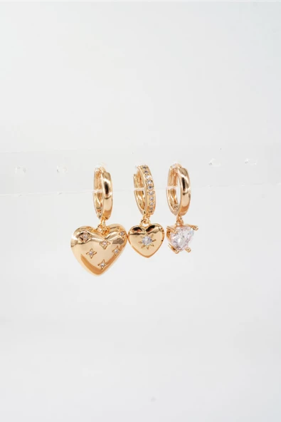 Kadın Vip Seri Zirkon Taşlı 3'lü Küpe ürün görseli