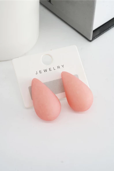 Kadın Vip Seri Su Damlası Model Küpe E. Pembe - Resim 3