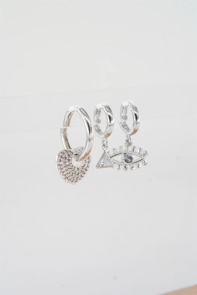 Kadın Vip Seri Zirkon Taşlı 3'lü Küpe - Resim 2