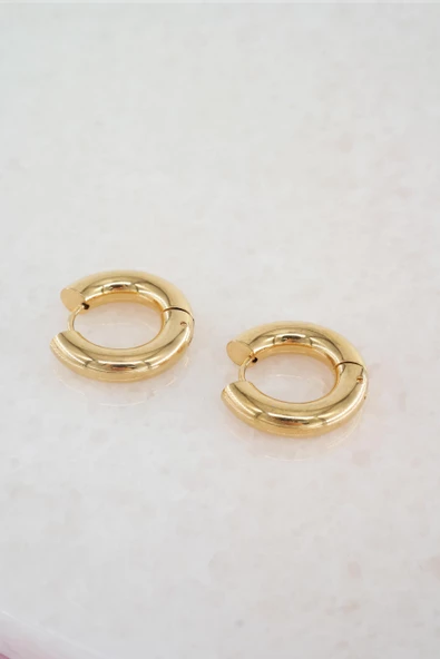 Kadın Vip Seri 316 L Paslanmaz Çelik Bombeli 1.8 cm Halka Küpe - Resim 2