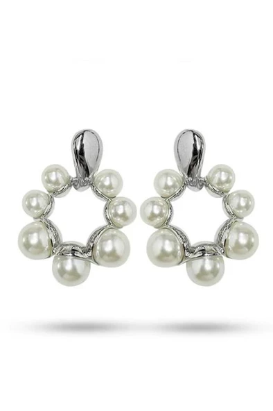 Kadın Vip Seri Suni İncili Özel Tasarım Marka Küpe Seti - Resim 2