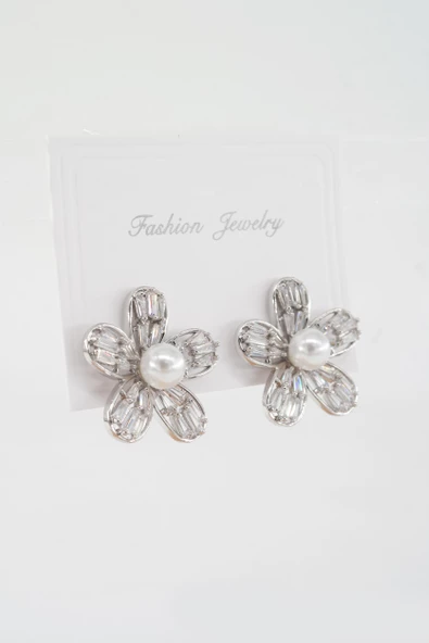 Kadın Vip Seri Özel Tasarım Baget Zirkon Taşlı Küpe Seti - Resim 2