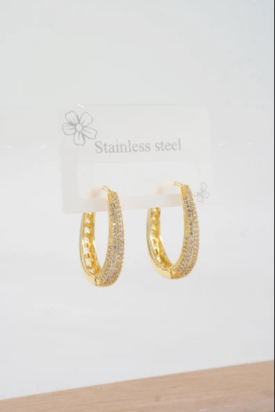 Kadın Vip Seri Özel Tasarım Baget Zirkon Taşlı Küpe Seti - Resim 2