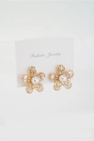 Kadın Vip Seri Özel Tasarım Baget Zirkon Taşlı Küpe Seti - Resim 2