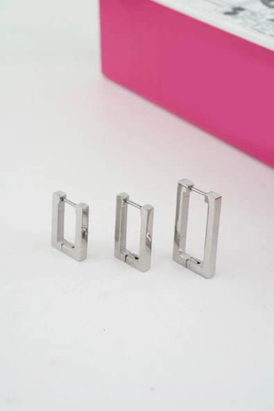 Kadın Vip Seri 316 L Paslanmaz Çelik Didörgen Model 3'lü Küpe Seti - Resim 3