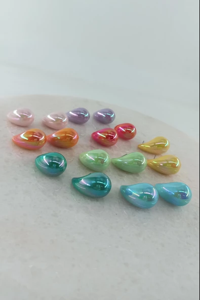 Kadın Özel Tasarım Su Damlası Modeli Seramik Sarı Küpe - Resim 3