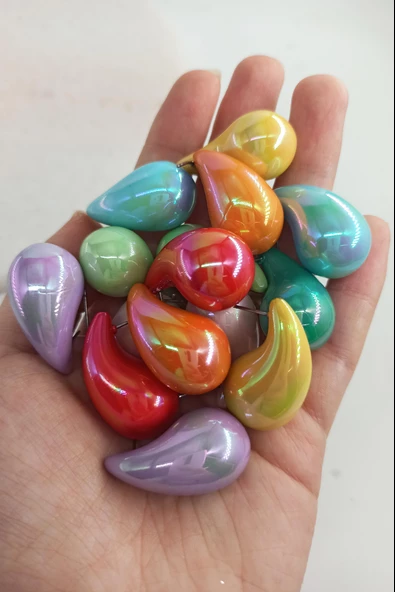 Kadın Özel Tasarım Su Damlası Modeli Seramik Sarı Küpe - Resim 4