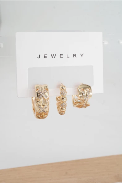 Kadın Vip Seri Anti alerjenik 3'lü Küpe YSX004 ürün görseli