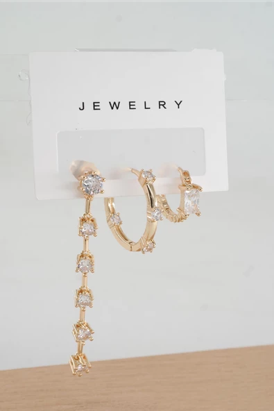 Kadın Vip Seri Anti alerjenik 3'lü Küpe YSX0017