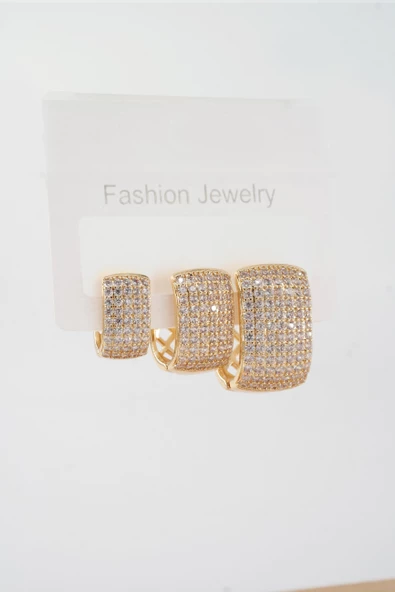 Kadın Vip Seri Zirkon Taşlı 3 Boy 3'lü Küpe Seti ZRK001 ürün görseli