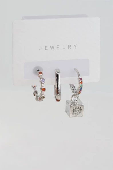 Kadın Zirkon Taşlı  3'lü Set Küpe ürün görseli