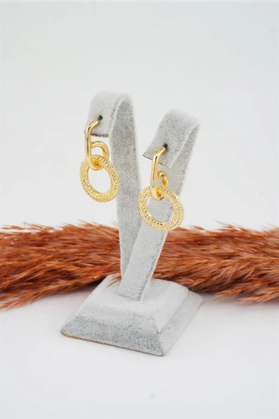 Kadın Özel Tasarım  Sallantılı Oval Model Küpe - 4