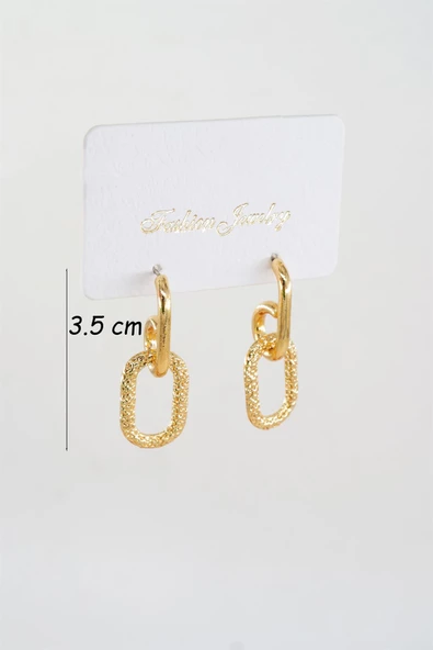 Kadın Özel Tasarım Sallantılı Elips Model Küpe - Resim 3