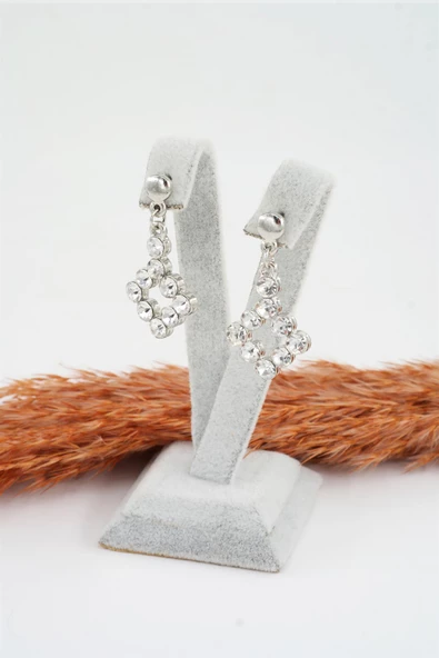 Kadın Özel Tasarım Zirkon Taşlı Sallantılı Küpe - Resim 2