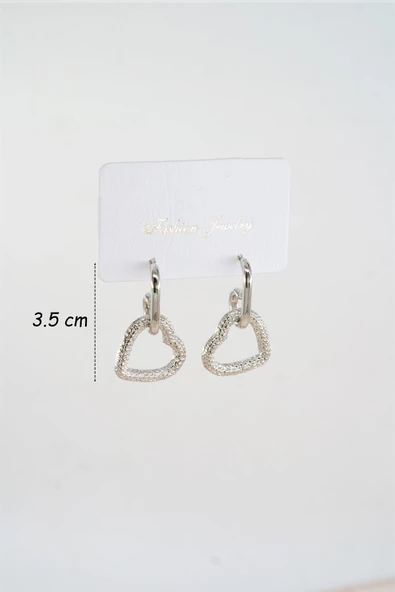 Kadın Özel Tasarım  Sallantılı Kalp Model Küpe - Resim 3