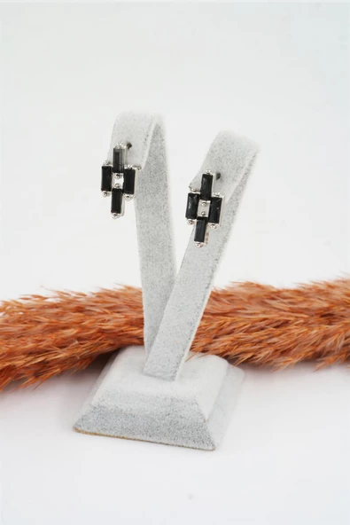 Kadın Özel Tasarım Baget Zirkon Taşlı Küpe - Resim 2