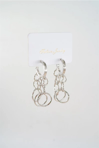 Kadın Özel Tasarım  Sallantılı Halkalardan Oluşan  Küpe - Resim 2