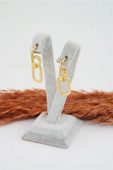 Kadın Özel Tasarım Sallantılı Elips Model Küpe - Resim 4