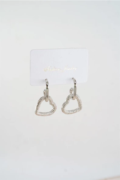 Kadın Özel Tasarım  Sallantılı Kalp Model Küpe - Resim 2