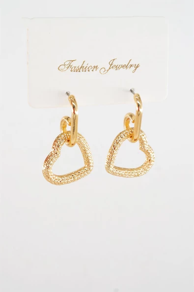 Kadın Özel Tasarım  Sallantılı Kalp Model Küpe - Resim 2