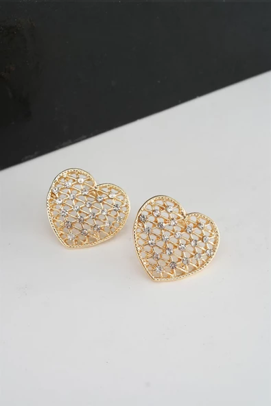 Kadın Kalp Figürlü 2.5 Cm Zirkon Taşlı Küpe ürün görseli