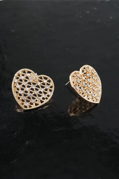 Kadın Kalp Figürlü 2.5 Cm Zirkon Taşlı Küpe - Resim 2