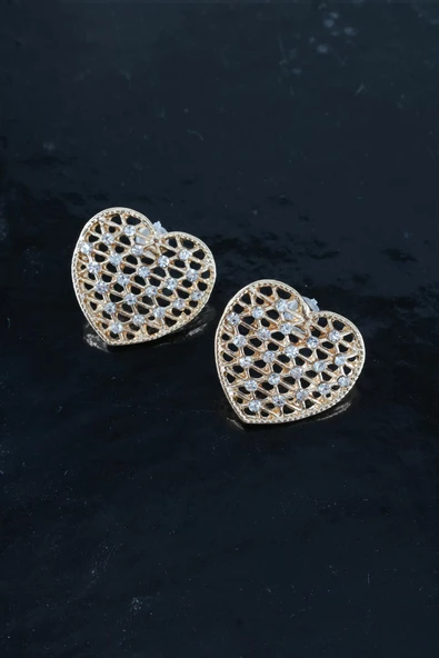 Kadın Kalp Figürlü 2.5 Cm Zirkon Taşlı Küpe - Resim 3