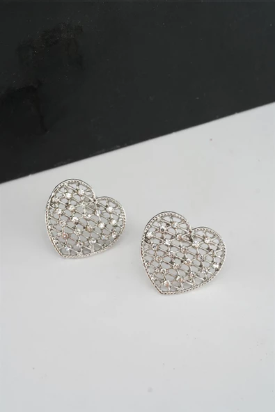 Kadın Kalp Figürlü 2.5 Cm Zirkon Taşlı Küpe ürün görseli