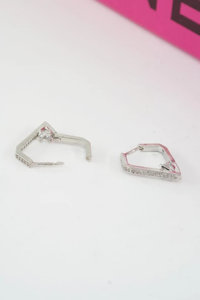 Kadın Özel Tasarım Zirkon Taşlı 2'li Minimal Küpe - 2