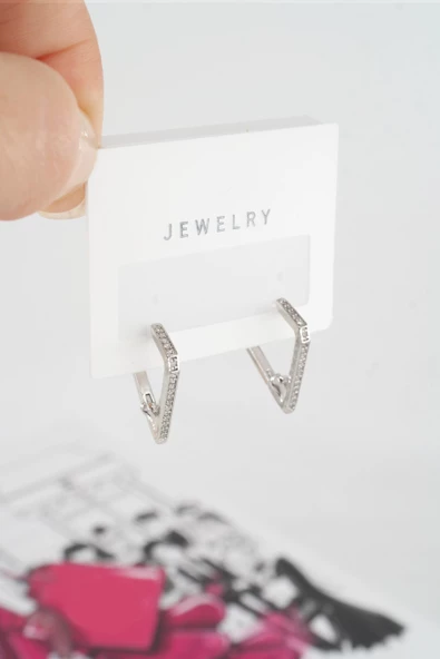 Kadın Özel Tasarım Zirkon Taşlı 2'li Minimal Küpe