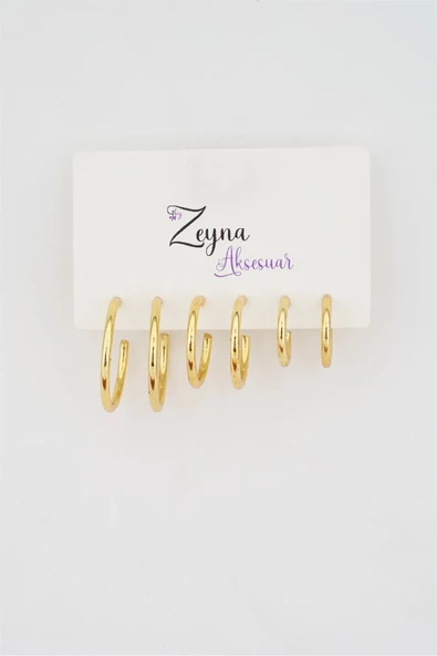 Kadın 3 boy Halka Küpe 1.7/ 2 / 2.5 cm ürün görseli