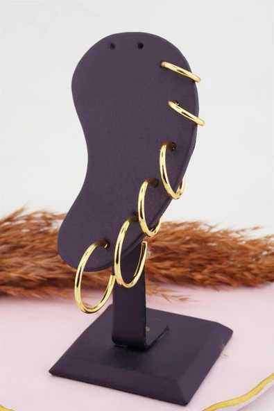 Kadın 3 boy Halka Küpe 1.7/ 2 / 2.5 cm - Resim 3