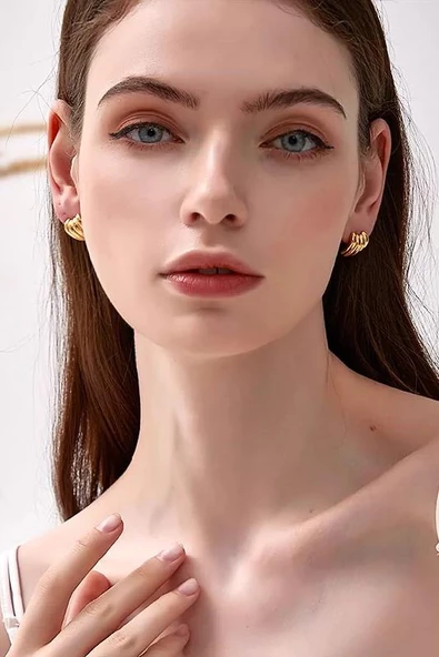 Kadın Özel Tasarım 1.5 cm Küpe - Resim 5