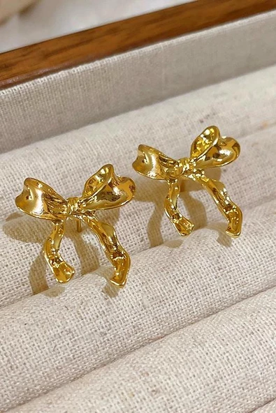 Kadın Özel Tasarım Fiyonk Figürlü 2.5 cm Küpe 002 - Resim 5