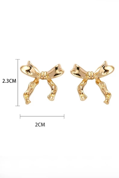 Kadın Özel Tasarım Fiyonk Figürlü 2.5 cm Küpe 002 - Resim 3